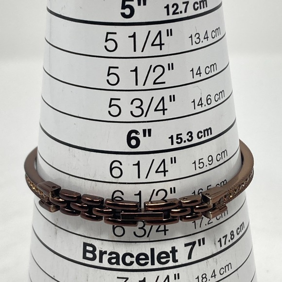 Valletta Watch Women Brown Metallic Orange Crystals Autumn Oval New Battery 6.5" - Picture 10 of 16